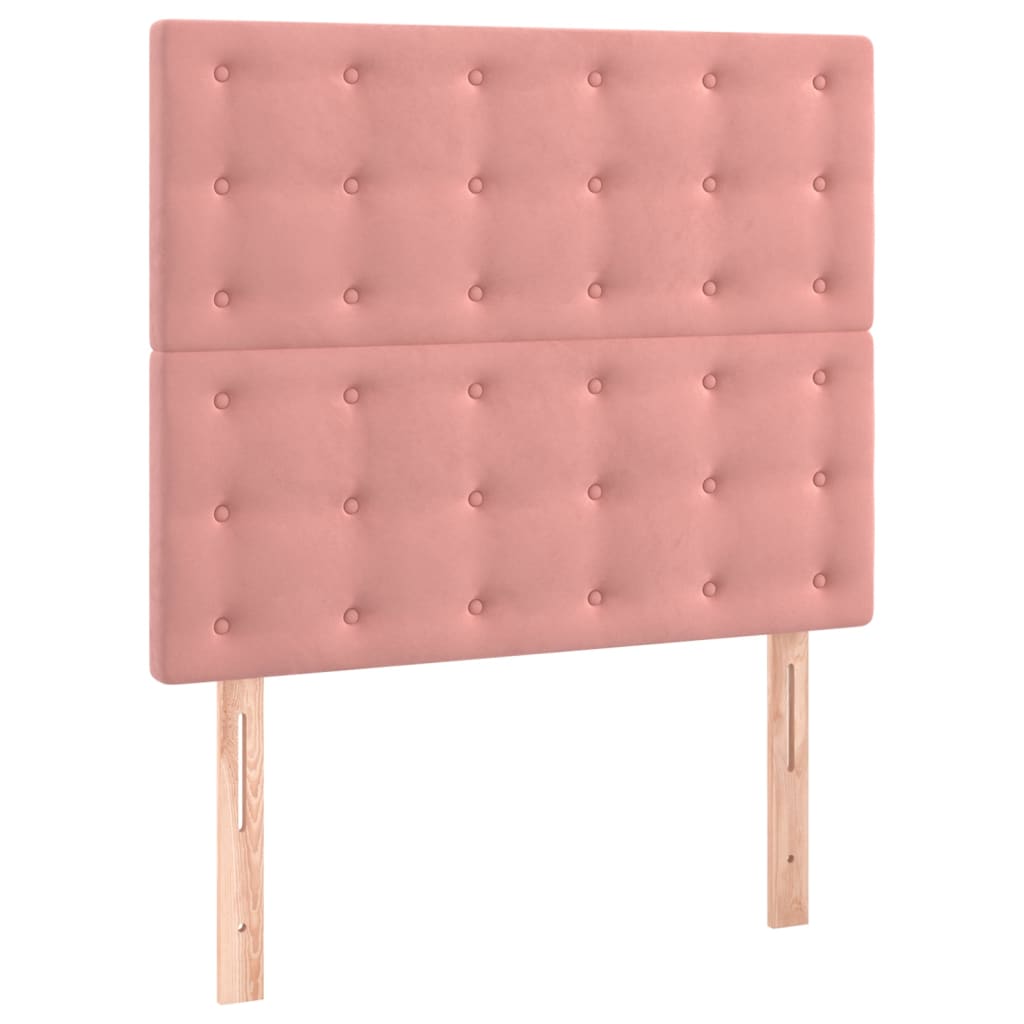 Bed frame with pink headboard 90x200 cm in velvet