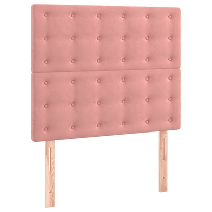 Bed frame with pink headboard 90x200 cm in velvet