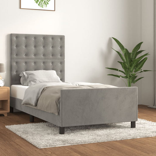 Giroletto senza Materasso Grigio Chiaro 100x200 cm Velluto - homemem39