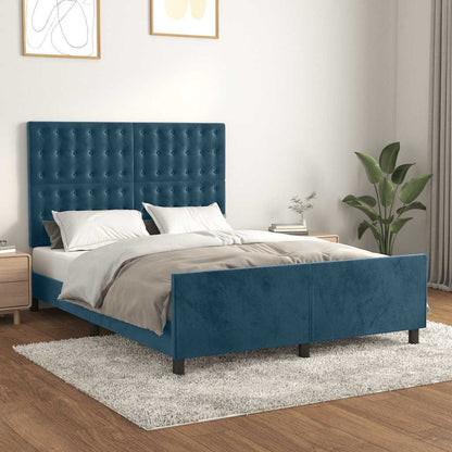 Giroletto senza Materasso Blu Scuro 140x190 cm in Velluto | homemem39