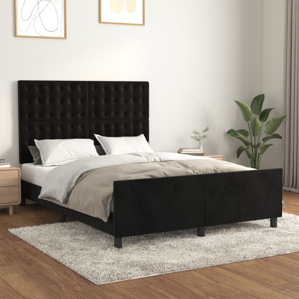 Giroletto senza Materasso Nero 140x200 cm in Velluto | homemem39