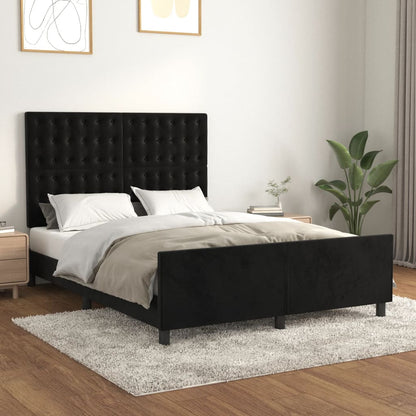 Giroletto senza Materasso Nero 140x200 cm in Velluto | homemem39