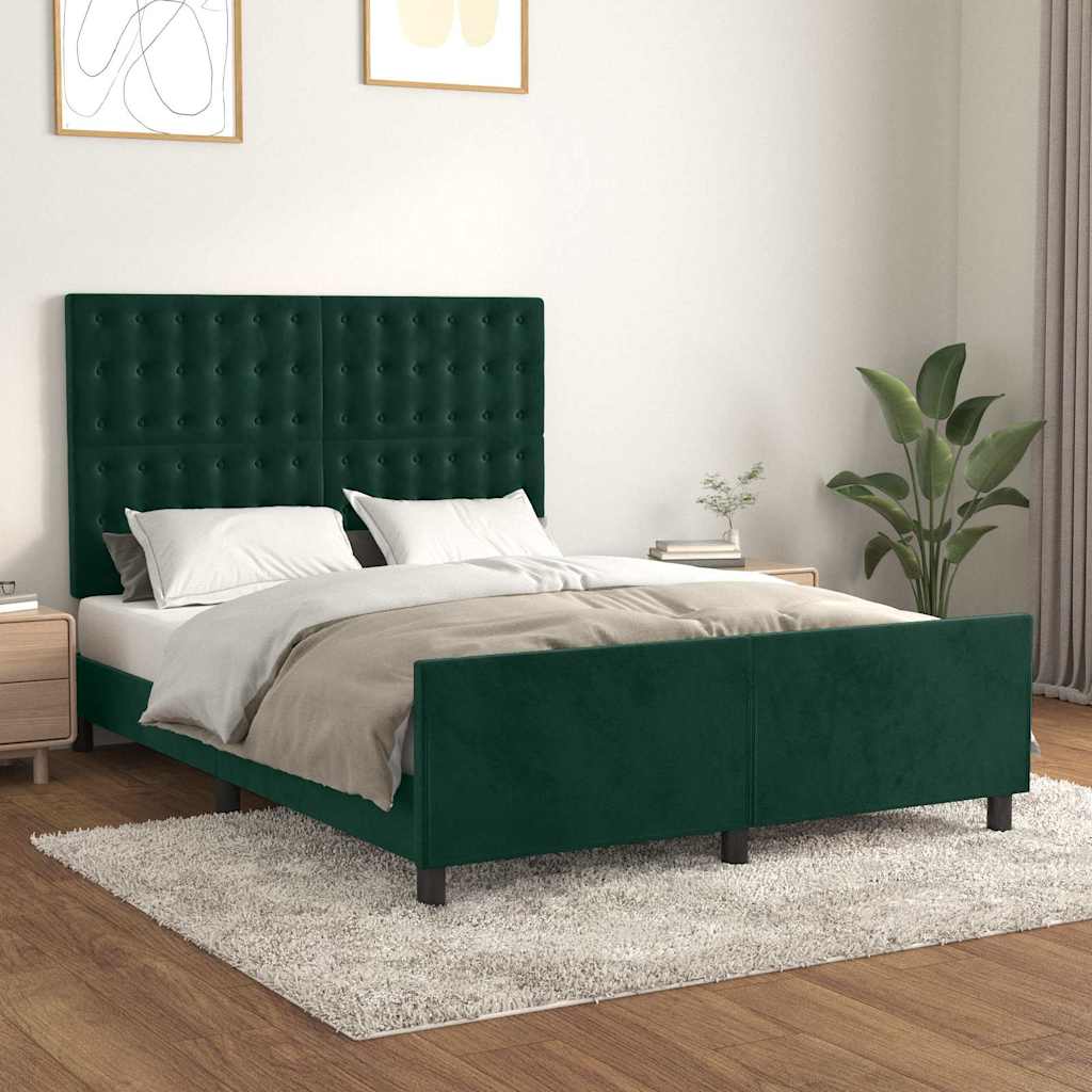 Giroletto senza Materasso Verde Scuro 140x200 cm in Velluto | homemem39