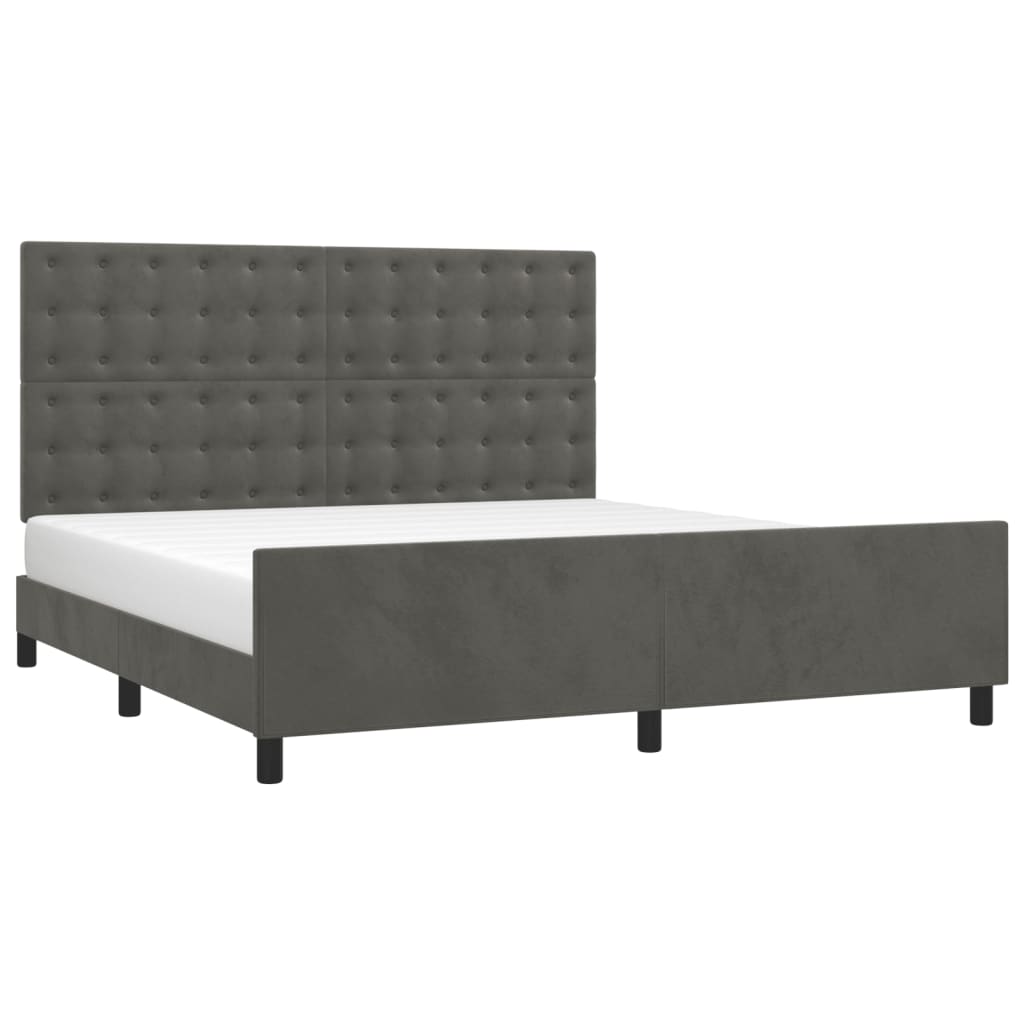 Giroletto senza Materasso Grigio Scuro 160x200 cm Velluto | homemem39