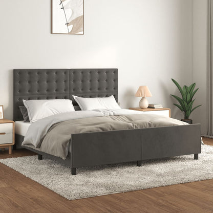 Giroletto senza Materasso Grigio Scuro 160x200 cm Velluto | homemem39
