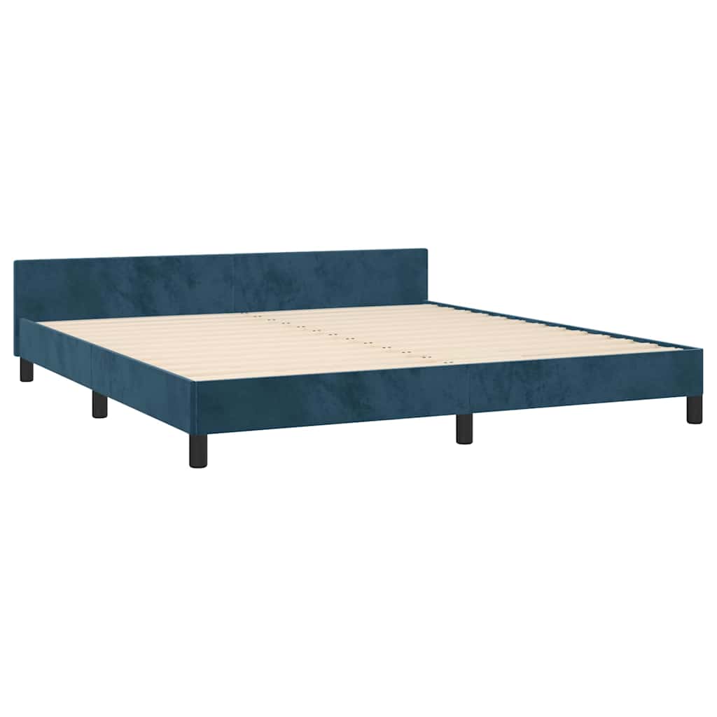 Giroletto senza Materasso Blu Scuro 160x200 cm in Velluto