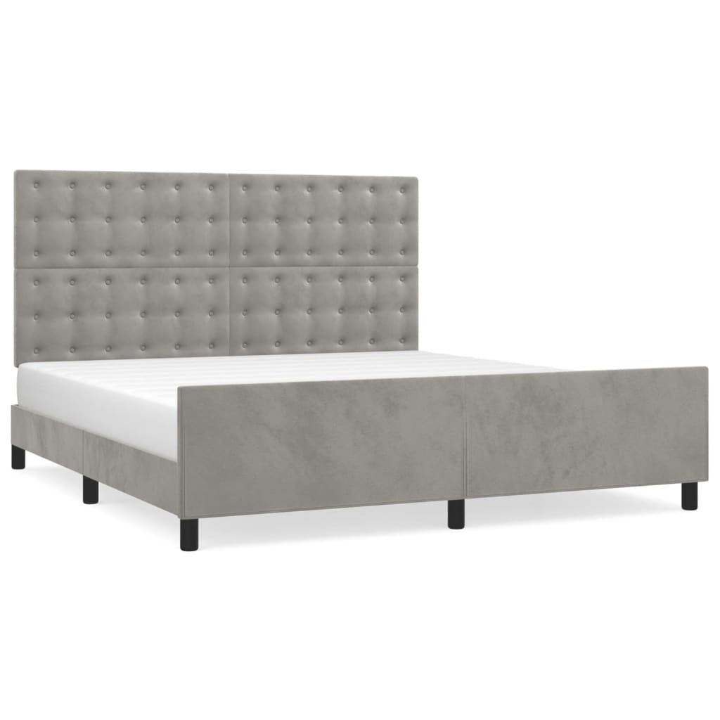 Giroletto con Testiera Grigio Chiaro 180x200 cm in Velluto | homemem39