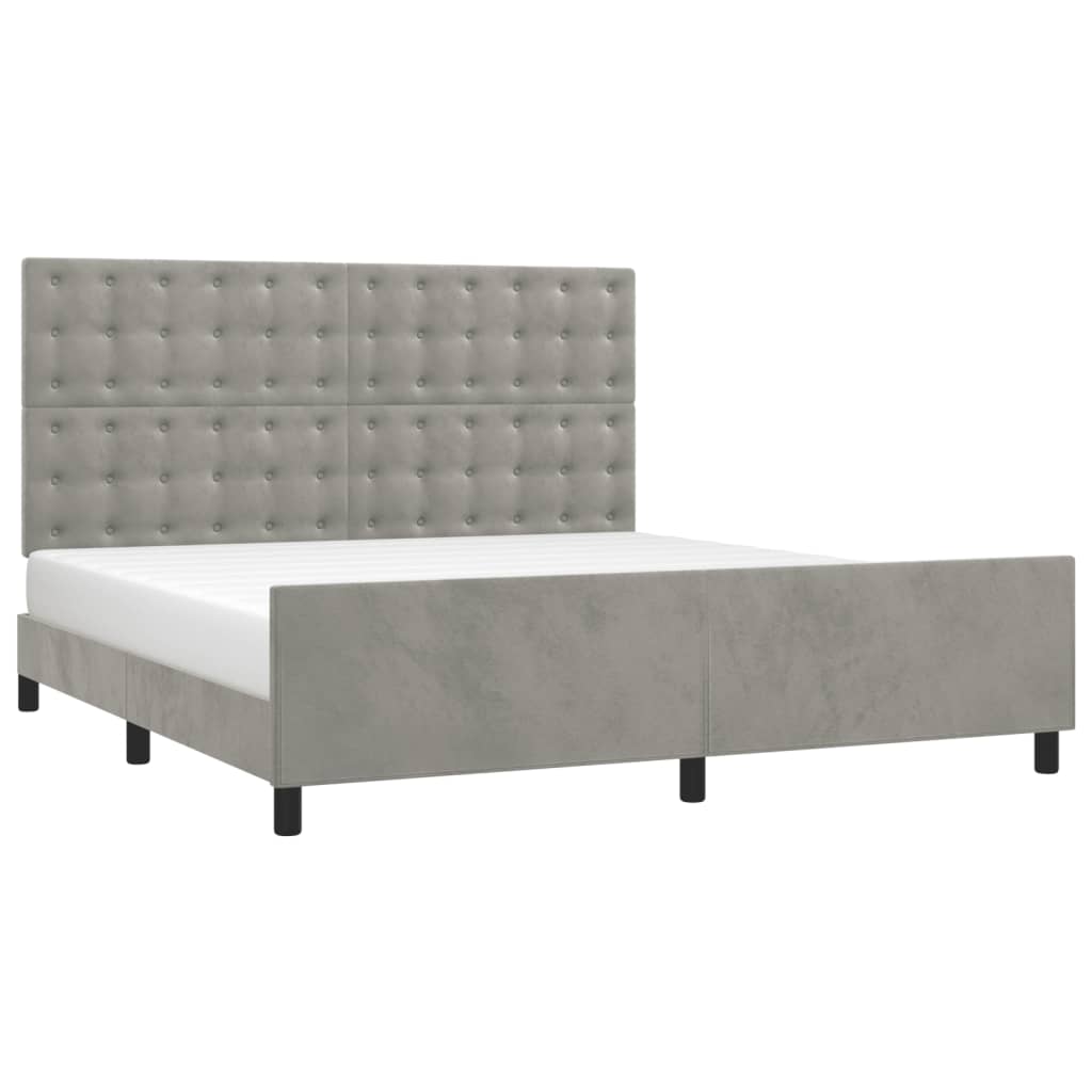 Giroletto con Testiera Grigio Chiaro 180x200 cm in Velluto | homemem39