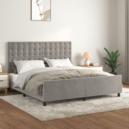 Giroletto con Testiera Grigio Chiaro 180x200 cm in Velluto | homemem39