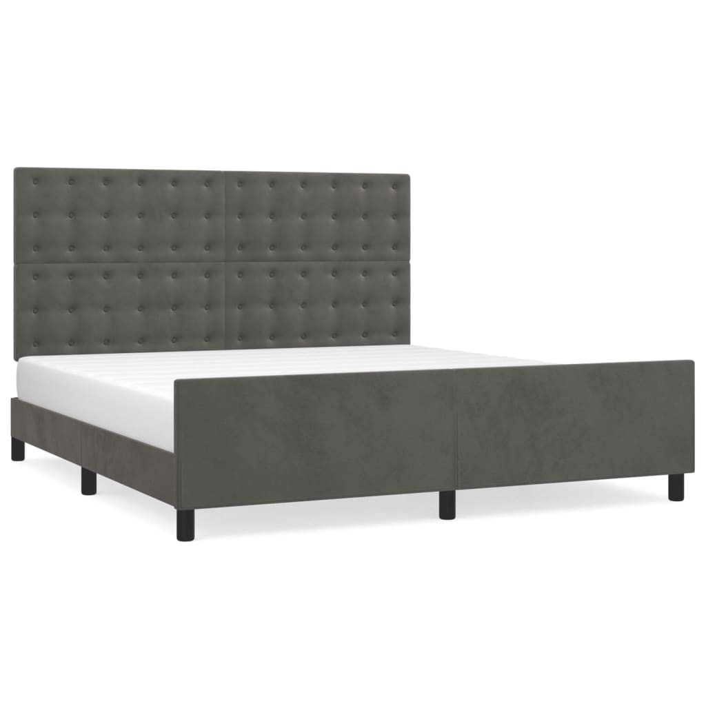 Giroletto con Testiera Grigio Scuro 180x200 cm in Velluto | homemem39