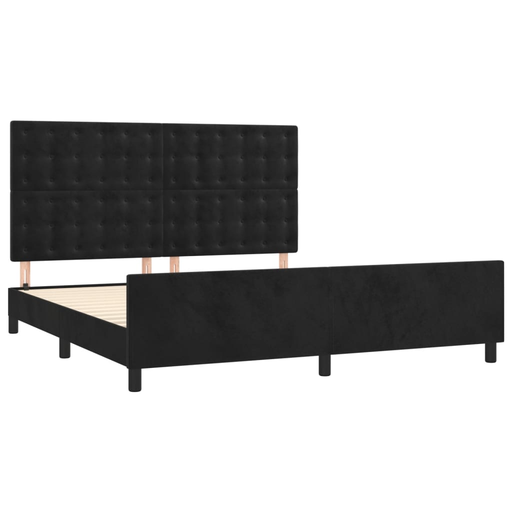 Bedframe with Black Headboard 180x200 cm in Velvet