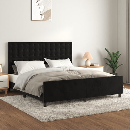 Bedframe with Black Headboard 180x200 cm in Velvet