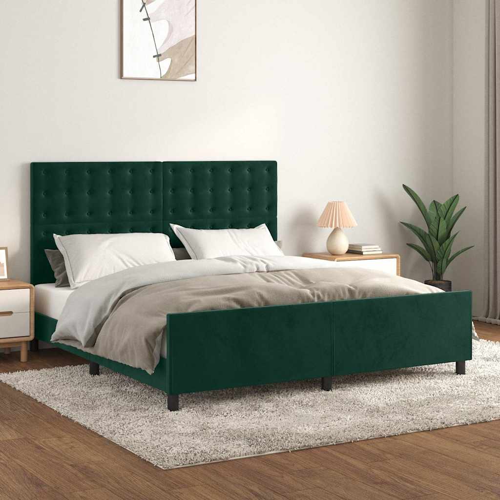 Giroletto con Testiera Verde Scuro 180x200 cm in Velluto | homemem39