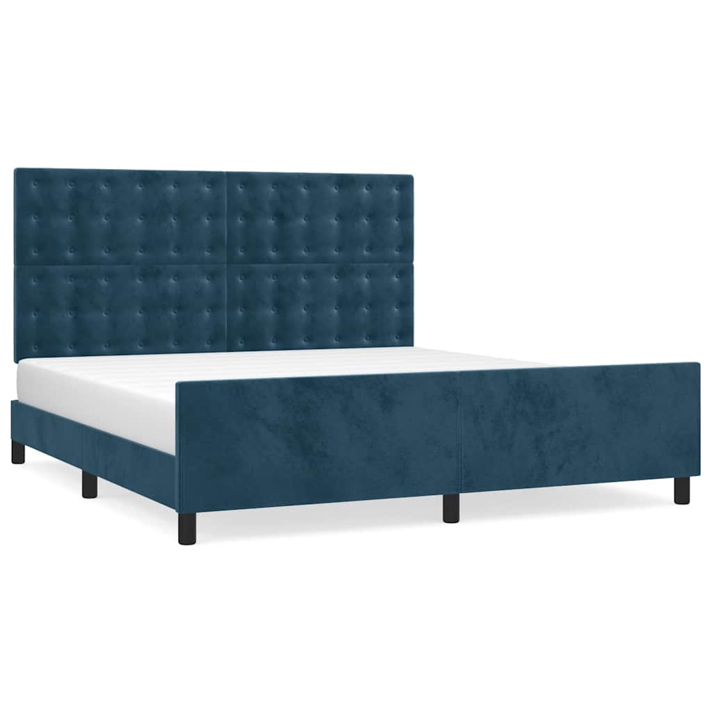Giroletto con Testiera Blu Scuro 180x200 cm in Velluto | homemem39