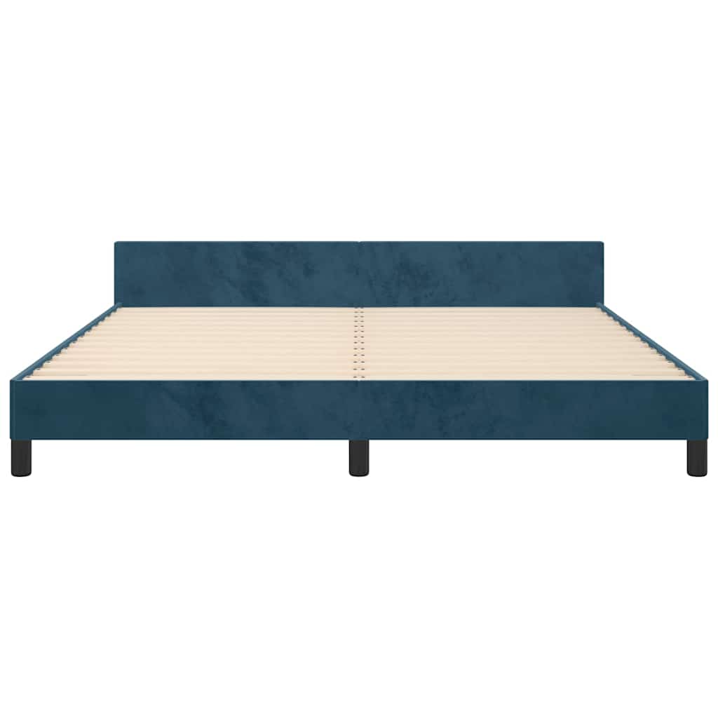 Giroletto con Testiera Blu Scuro 180x200 cm in Velluto