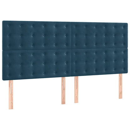 Giroletto con Testiera Blu Scuro 180x200 cm in Velluto