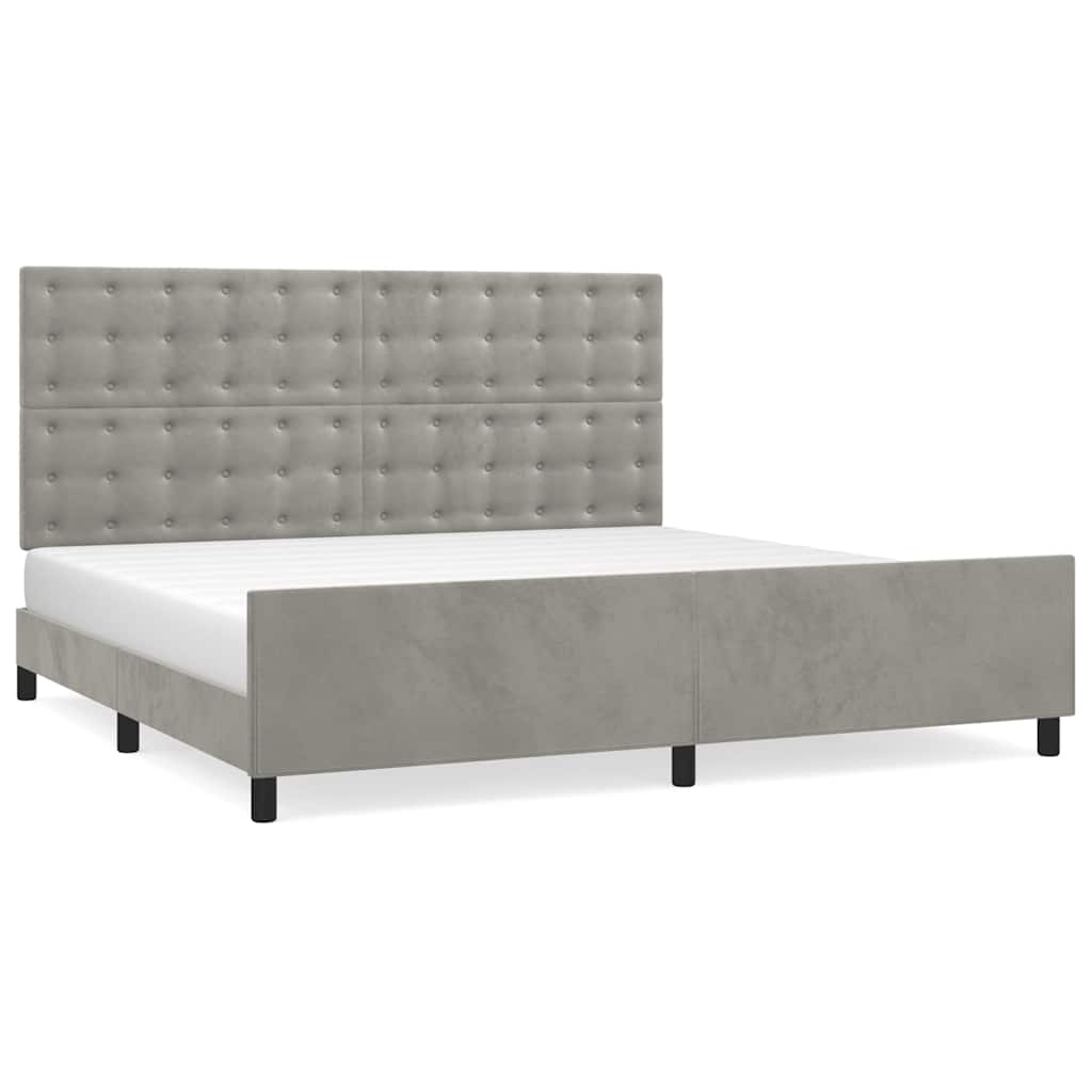 Giroletto senza Materasso Grigio Chiaro 200x200 cm Velluto