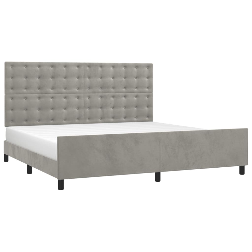 Giroletto senza Materasso Grigio Chiaro 200x200 cm Velluto | homemem39