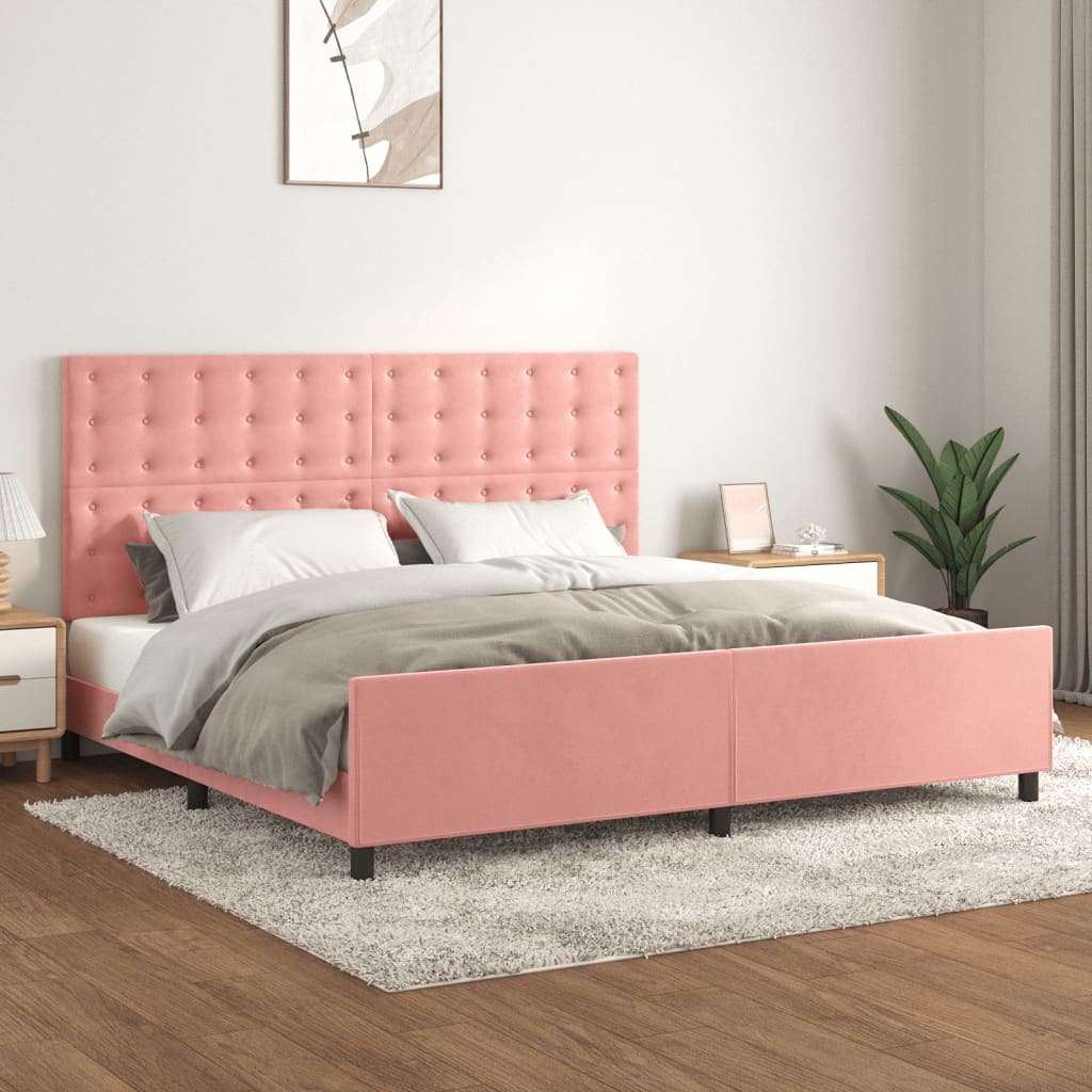 Giroletto con Testiera Rosa 200x200 cm in Velluto | homemem39