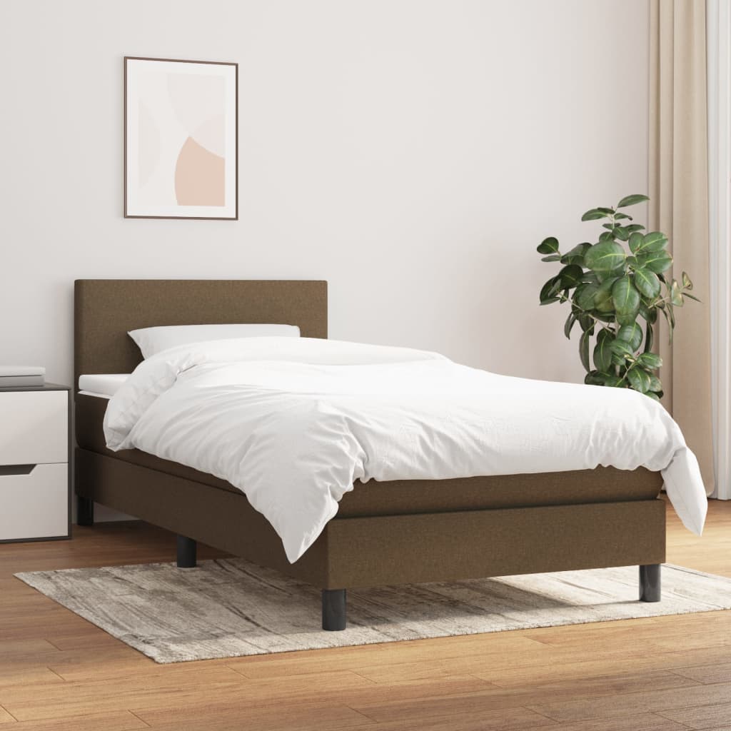 Giroletto a Molle con Materasso Marrone Scuro 80x200 cm Tessuto | homemem39