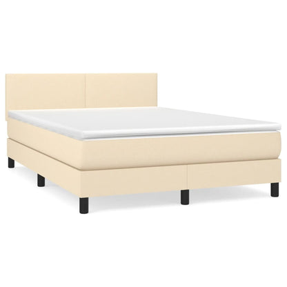 Giroletto a Molle con Materasso Crema 140x19 cm in Tessuto | homemem39