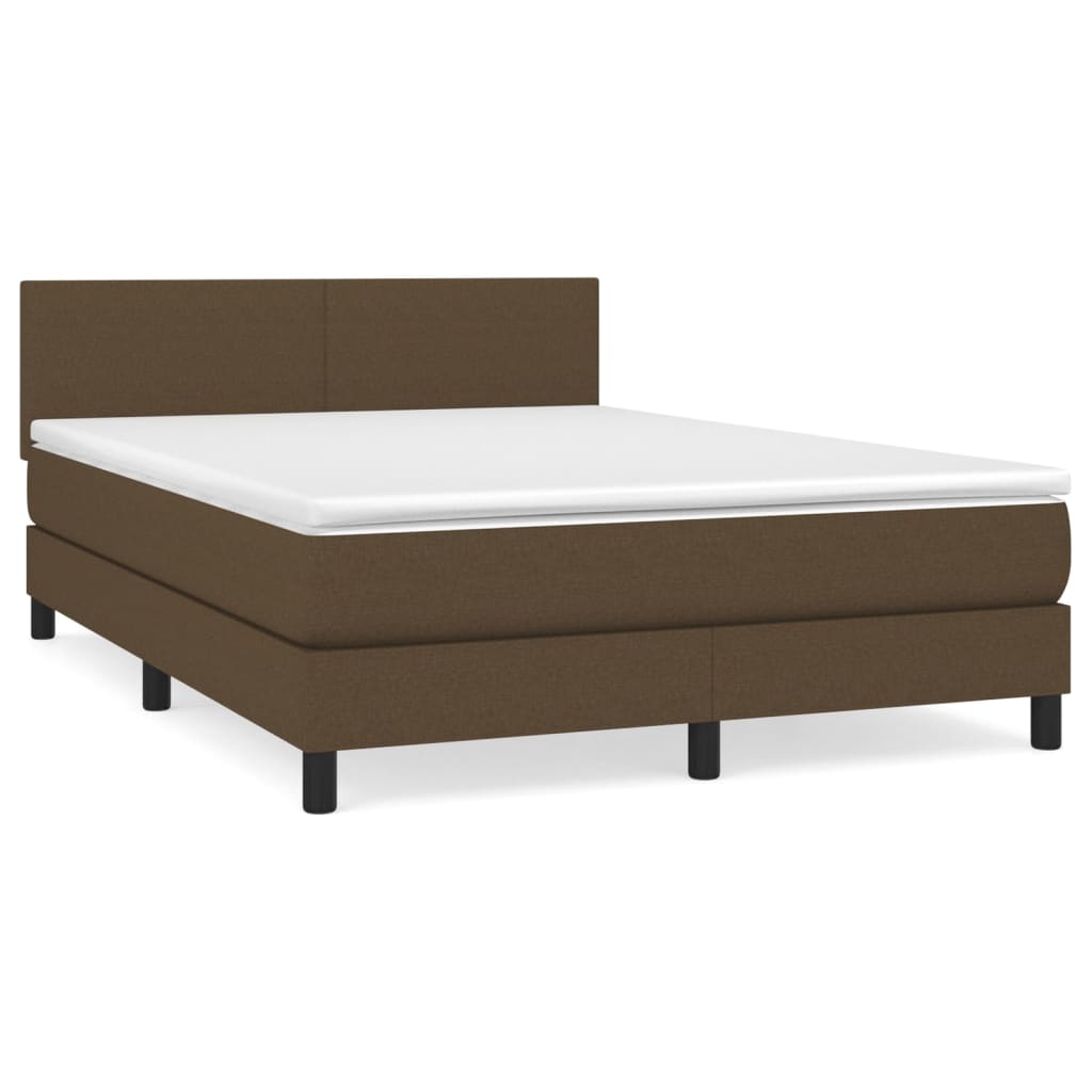 Giroletto a Molle con Materasso Marrone Scuro 140x200cm Tessuto | homemem39