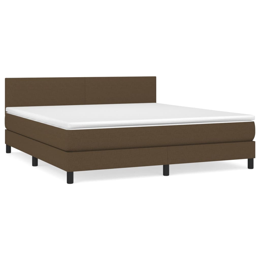 Giroletto a Molle con Materasso Marrone Scuro 160x200cm Tessuto | homemem39