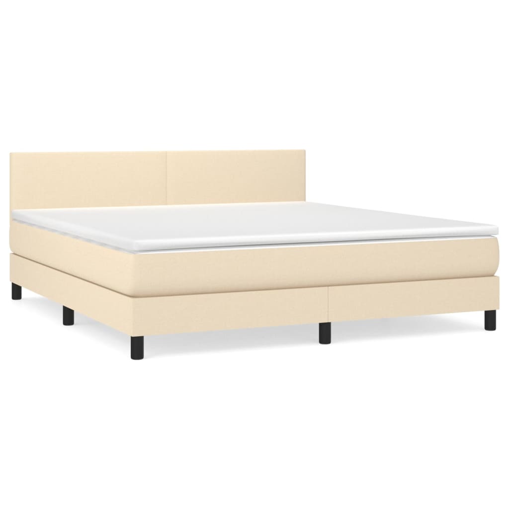 Giroletto a Molle con Materasso Crema 160x200 cm in Tessuto | homemem39