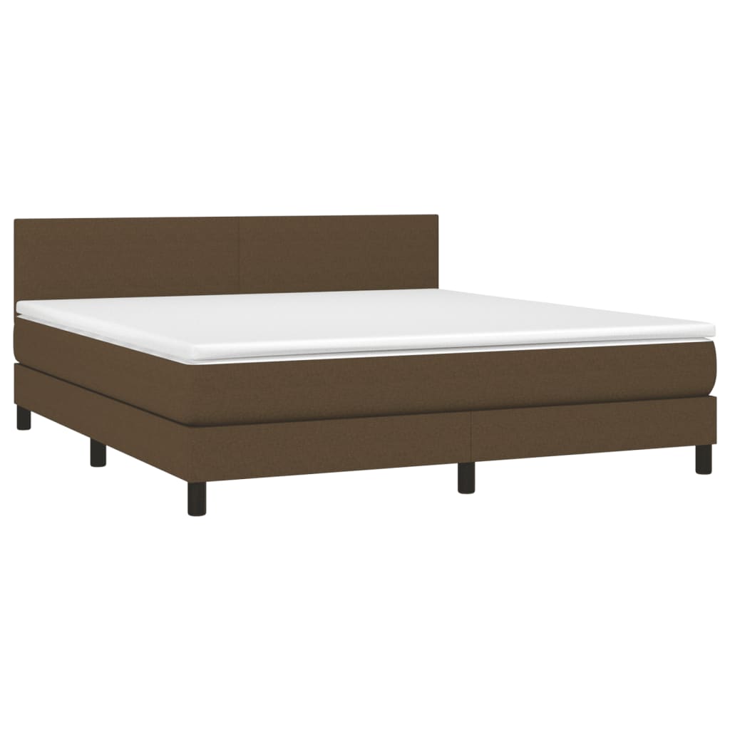 Giroletto a Molle con Materasso Marrone Scuro 180x200cm Tessuto | homemem39