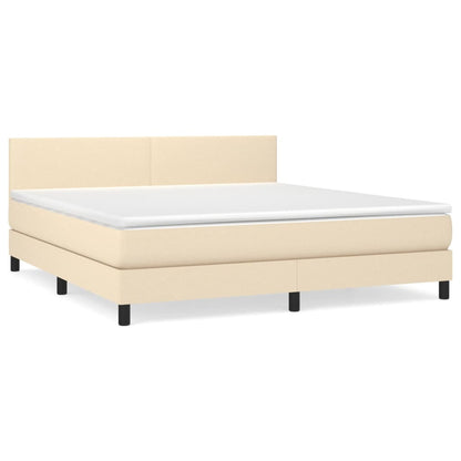 Giroletto a Molle con Materasso Crema 180x200 cm in Tessuto | homemem39
