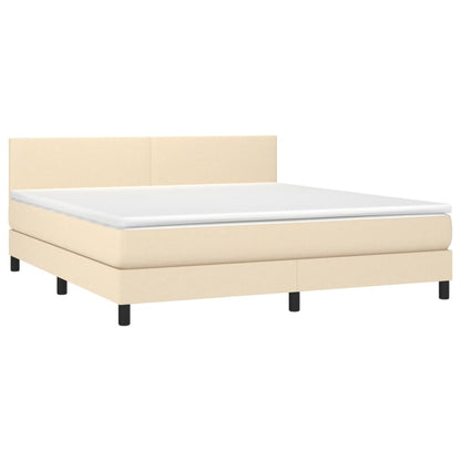 Giroletto a Molle con Materasso Crema 180x200 cm in Tessuto | homemem39