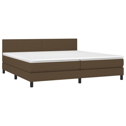 Giroletto a Molle con Materasso Marrone Scuro 200x200cm Tessuto | homemem39