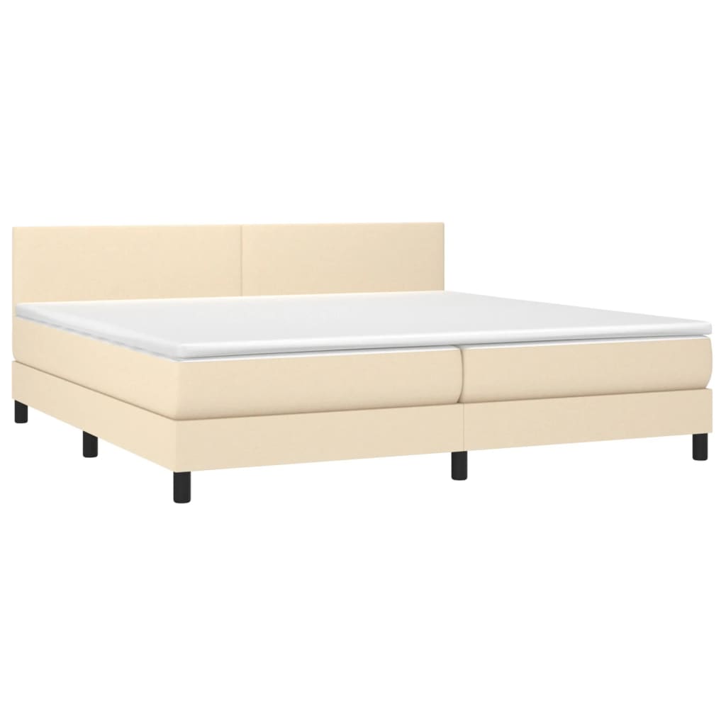 Giroletto a Molle con Materasso Crema 200x200 cm in Tessuto | homemem39