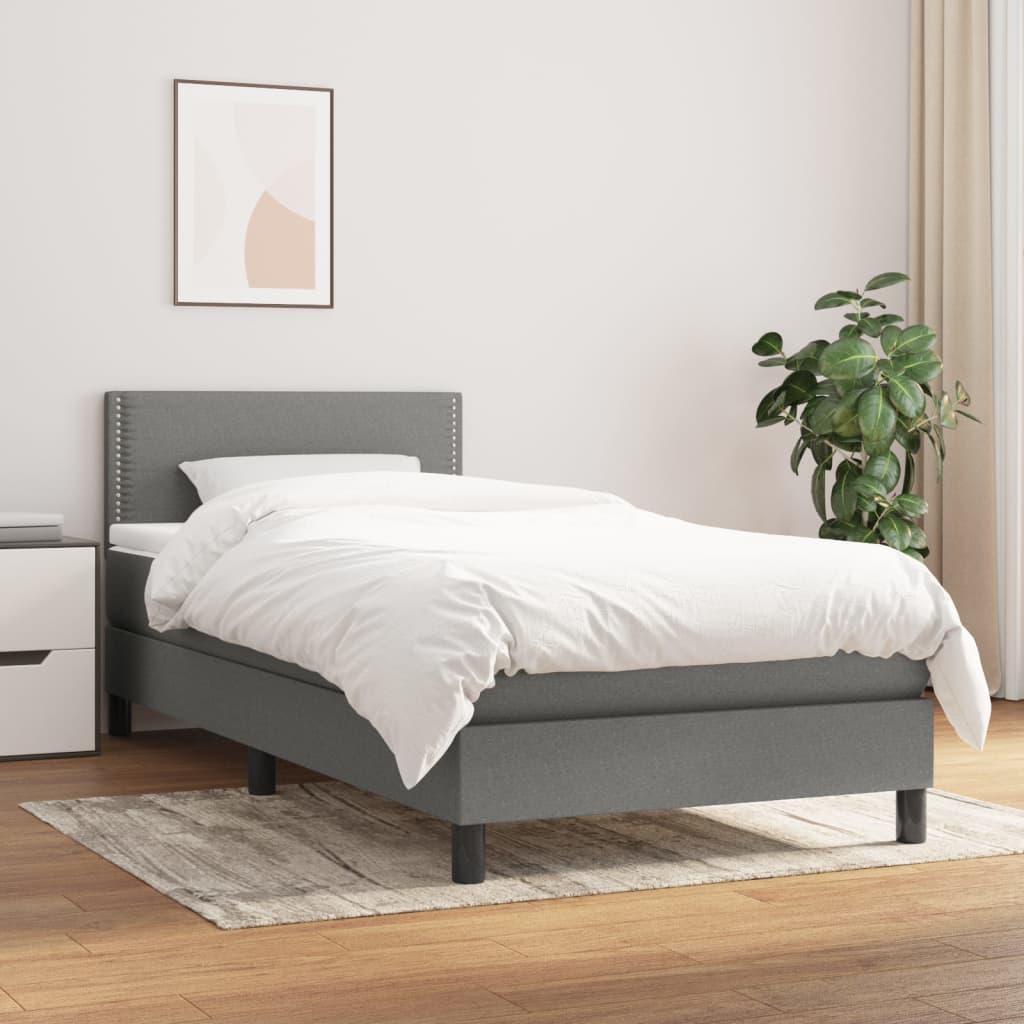Giroletto a Molle con Materasso Grigio Scuro 80x200 cm Tessuto | homemem39