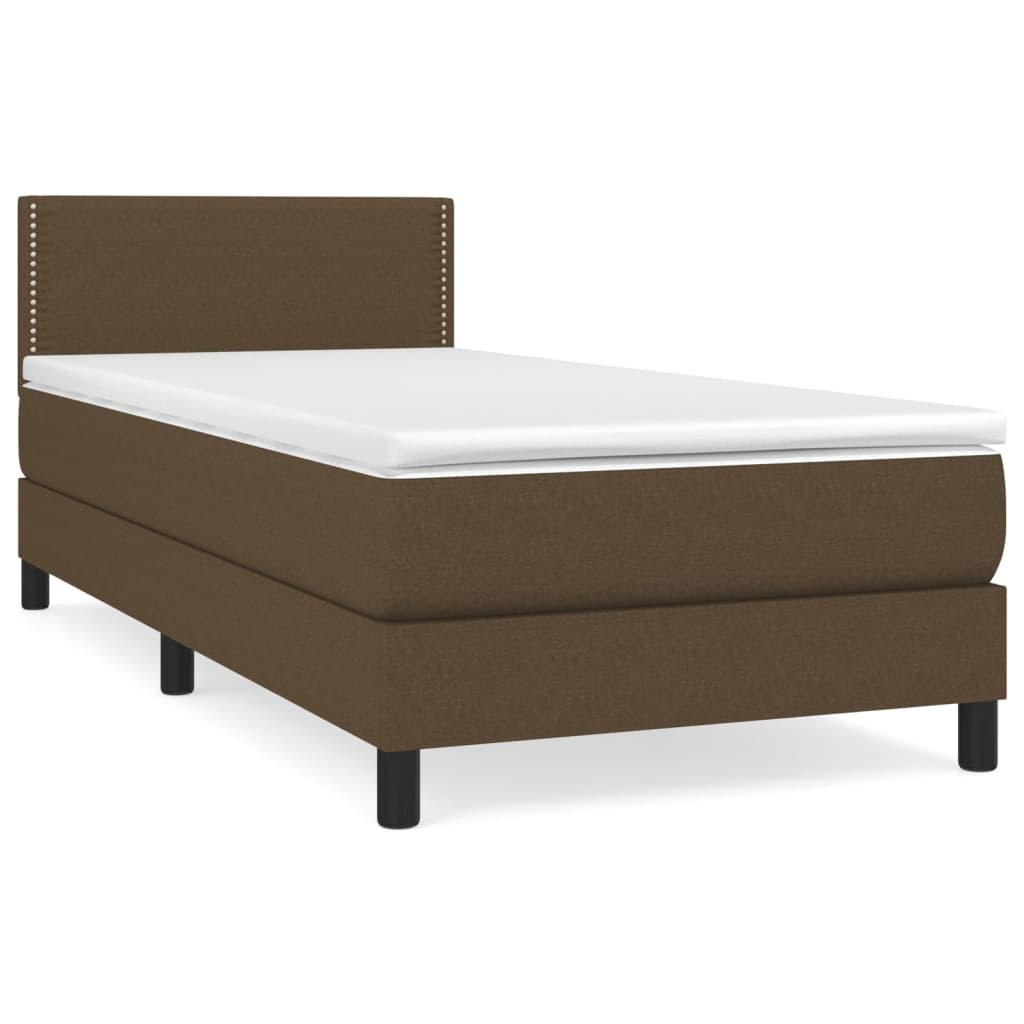 Giroletto a Molle con Materasso Marrone Scuro 100x200cm Tessuto | homemem39