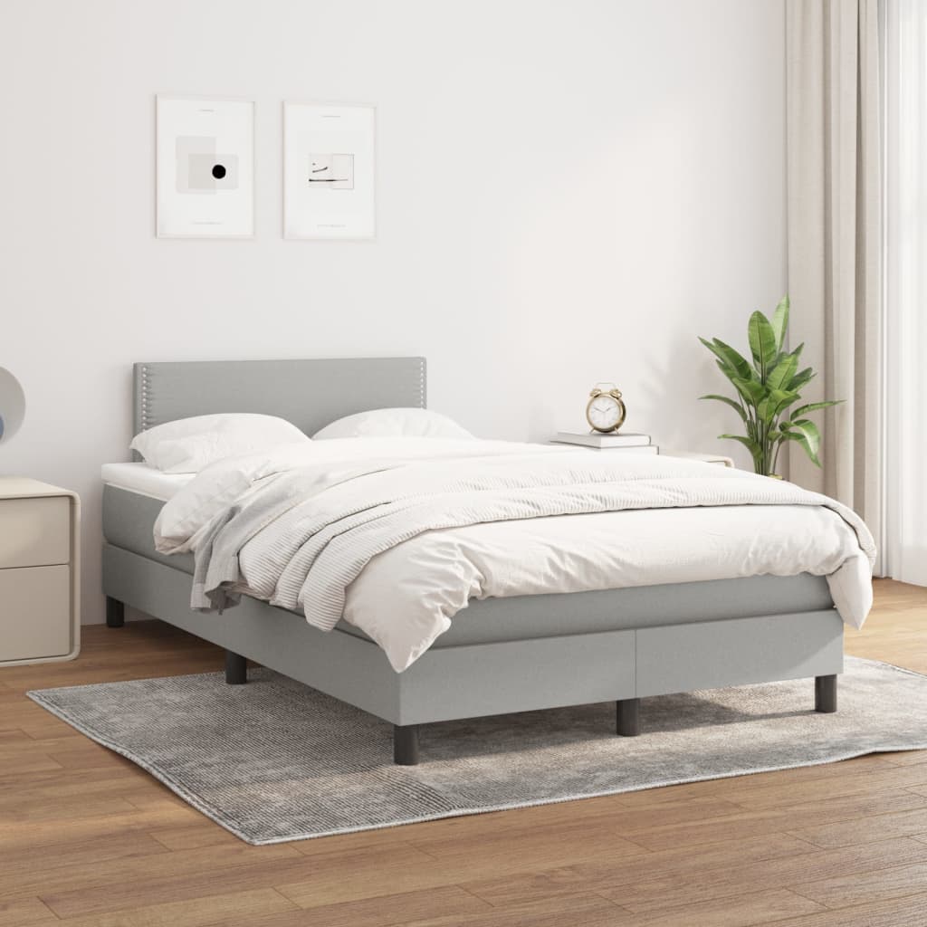 Giroletto a Molle con Materasso Grigio Chiaro 120x200cm Tessuto | homemem39