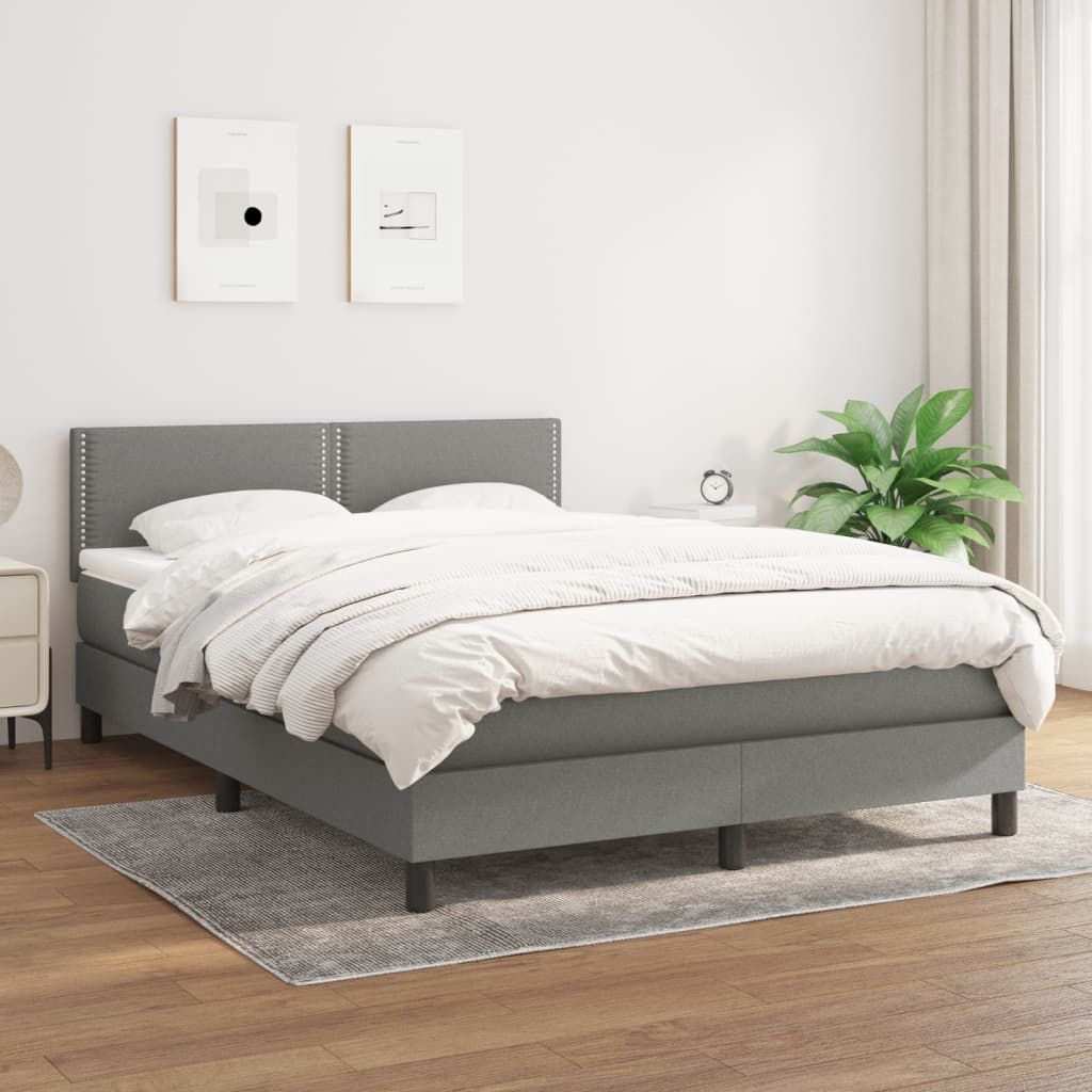 Giroletto a Molle con Materasso Grigio Scuro 140x190 cm Tessuto - homemem39