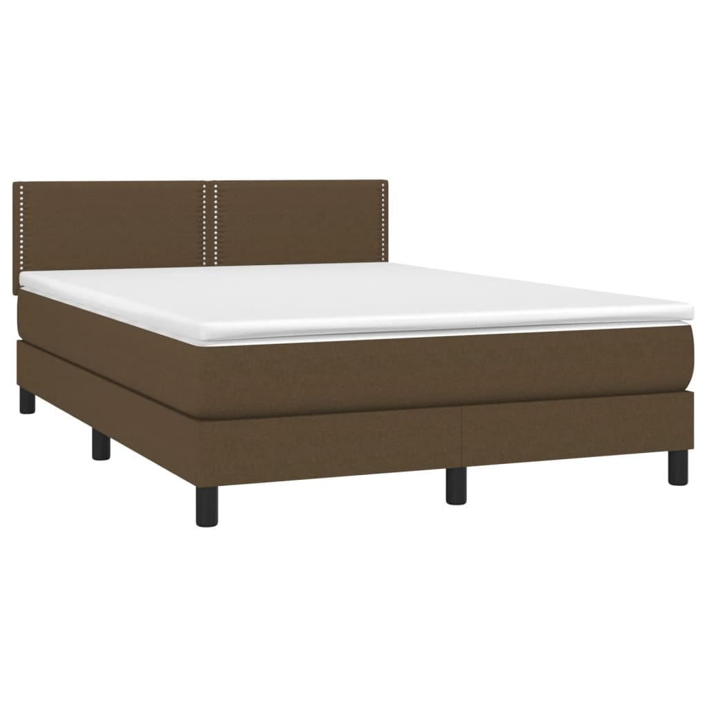 Giroletto a Molle con Materasso Marrone Scuro 140x190cm Tessuto | homemem39