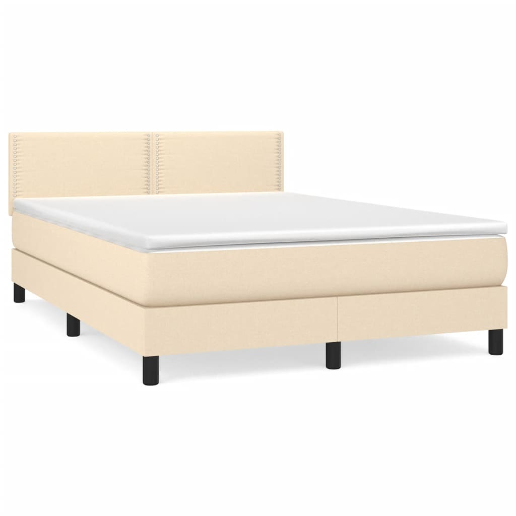 Giroletto a Molle con Materasso Crema 140x19 cm in Tessuto
