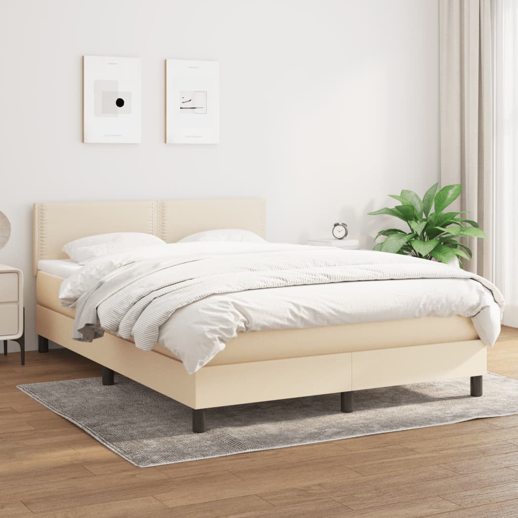 Giroletto a Molle con Materasso Crema 140x19 cm in Tessuto | homemem39
