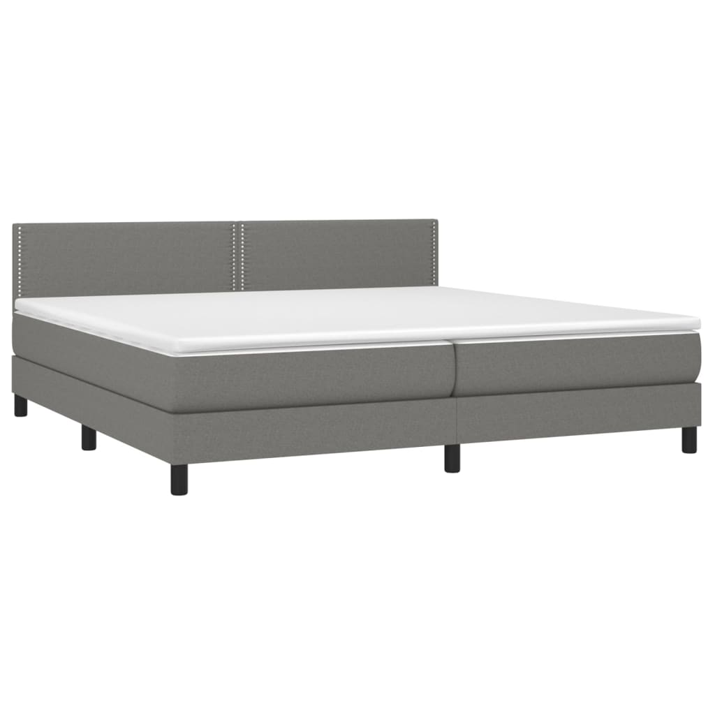 Giroletto a Molle con Materasso Grigio Scuro 200x200 cm Tessuto | homemem39