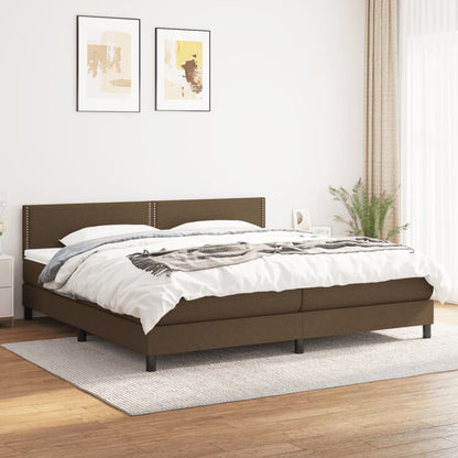 Giroletto a Molle con Materasso Marrone Scuro 200x200cm Tessuto | homemem39
