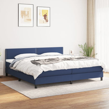 Giroletto a Molle con Materasso Blu 200x200 cm in Tessuto | homemem39