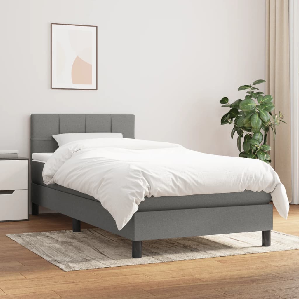 Giroletto a Molle con Materasso Grigio Scuro 80x200 cm Tessuto | homemem39
