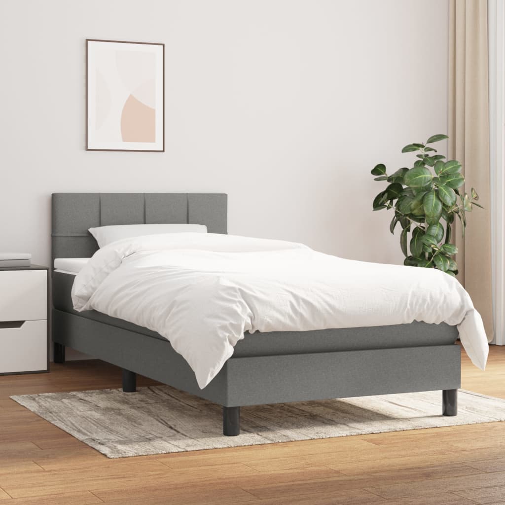 Giroletto a Molle con Materasso Grigio Scuro 90x190 cm Tessuto | homemem39