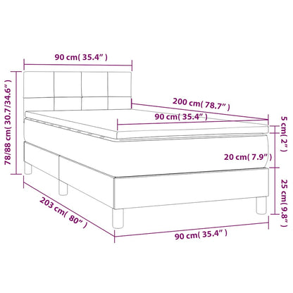Giroletto a Molle con Materasso Grigio Chiaro 90x200 cm Tessuto | homemem39