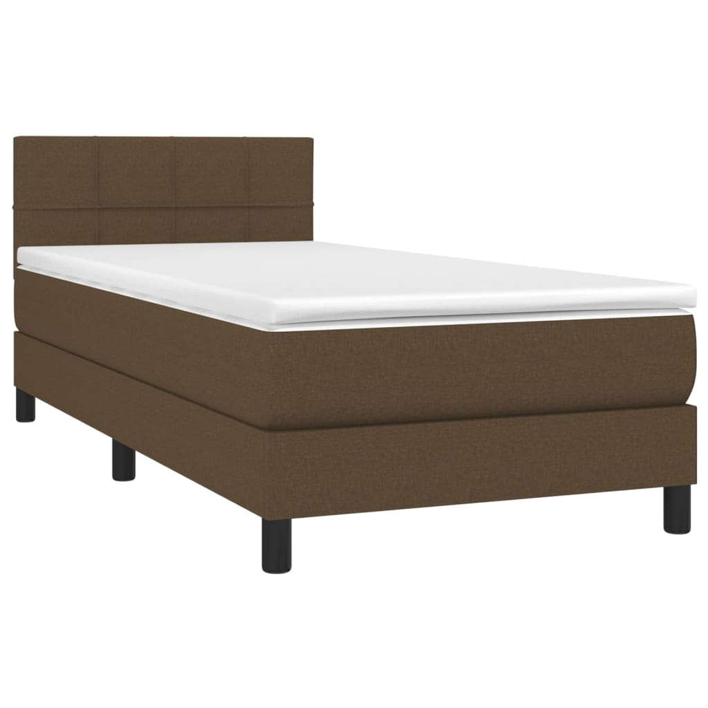 Giroletto a Molle con Materasso Marrone Scuro 100x200cm Tessuto | homemem39