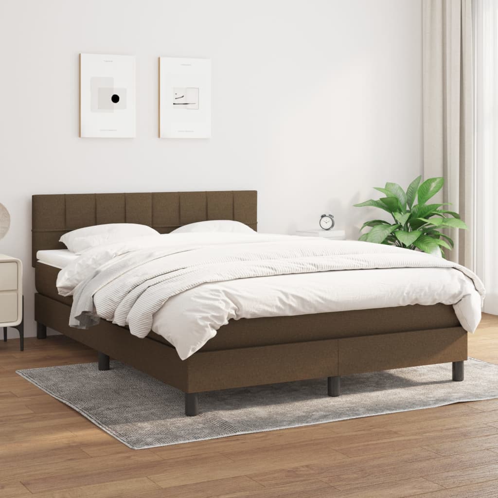 Giroletto a Molle con Materasso Marrone Scuro 140x190cm Tessuto | homemem39