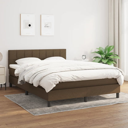 Giroletto a Molle con Materasso Marrone Scuro 140x200cm Tessuto | homemem39