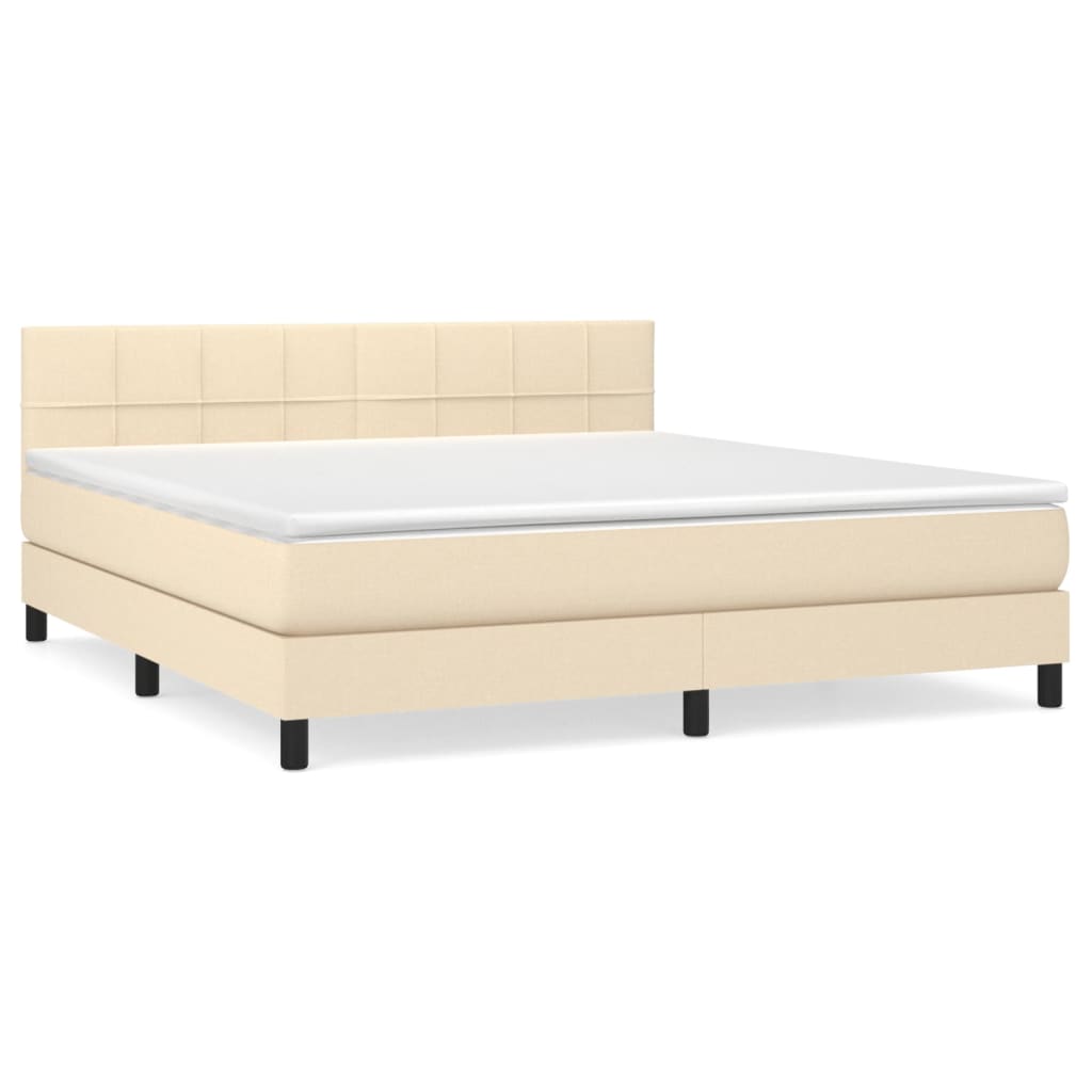 Giroletto a Molle con Materasso Crema 160x200 cm in Tessuto | homemem39